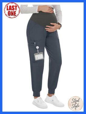 Maternity Scrub Joggers 6 Pockets Over-Belly Workwear Pregnancy Pants
